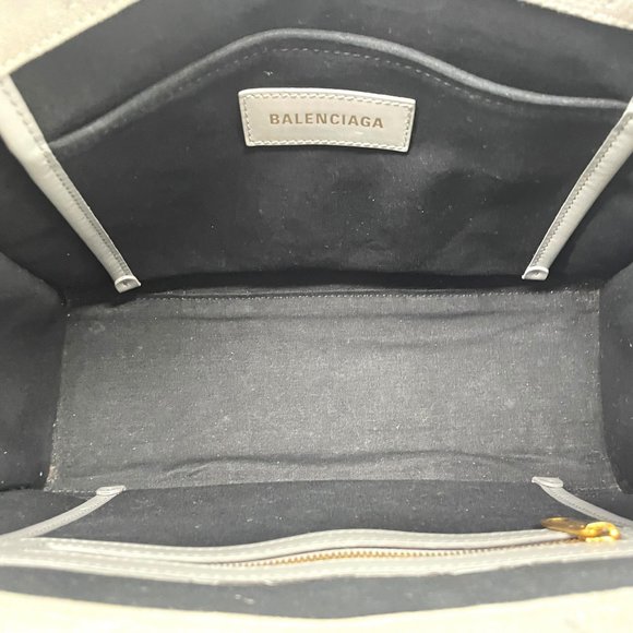 BALENCIAGA Hardware Small Tote Bag/Shoulder Bag, Gray Canvas and Leather with... - Picture 15 of 16